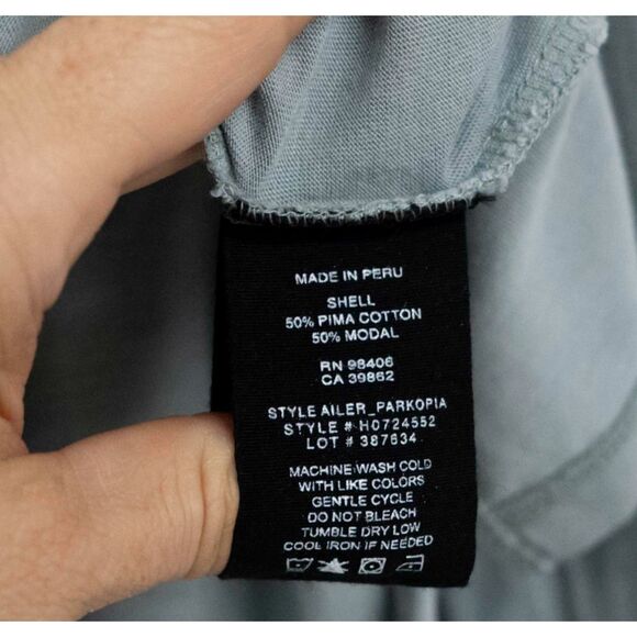 Theory Parkopia Pima Cotton Modal Blend Grey Blue Long Sleeve Crewneck T Shirt L - Picture 6 of 8